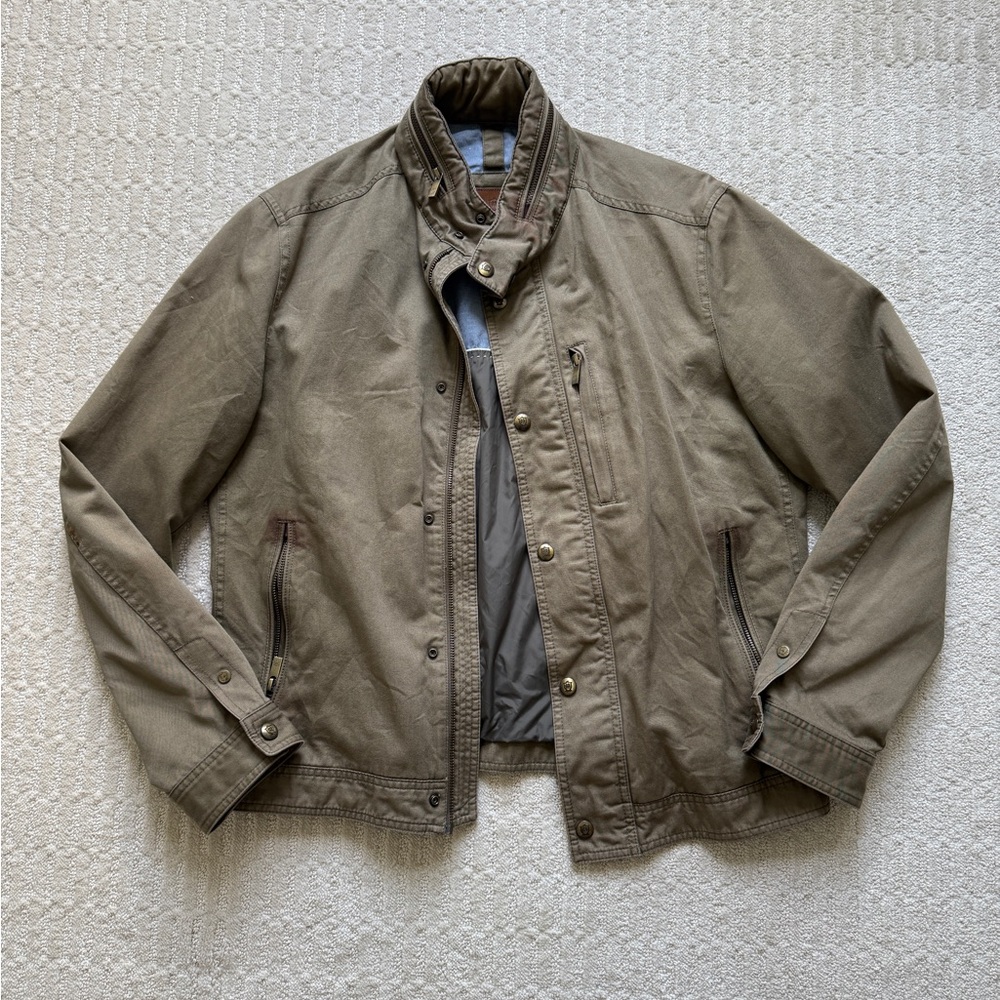 Massimo Dutti Tan Military Field Jacket with Collared Neckline